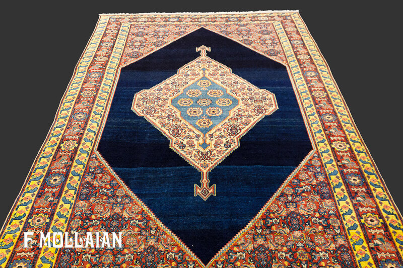 Antique Persian Senneh Multicolored Rug with Night Blue Field n °: 94917299
